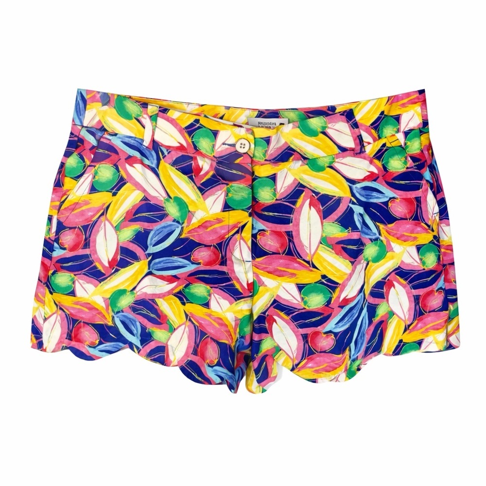 Crown & Ivy Colorful Tropical Print Scalloped Hem Shorts Size 16 Resort Summer